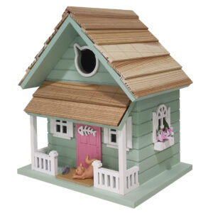 Feline Cottage Birdhouse (Green)
