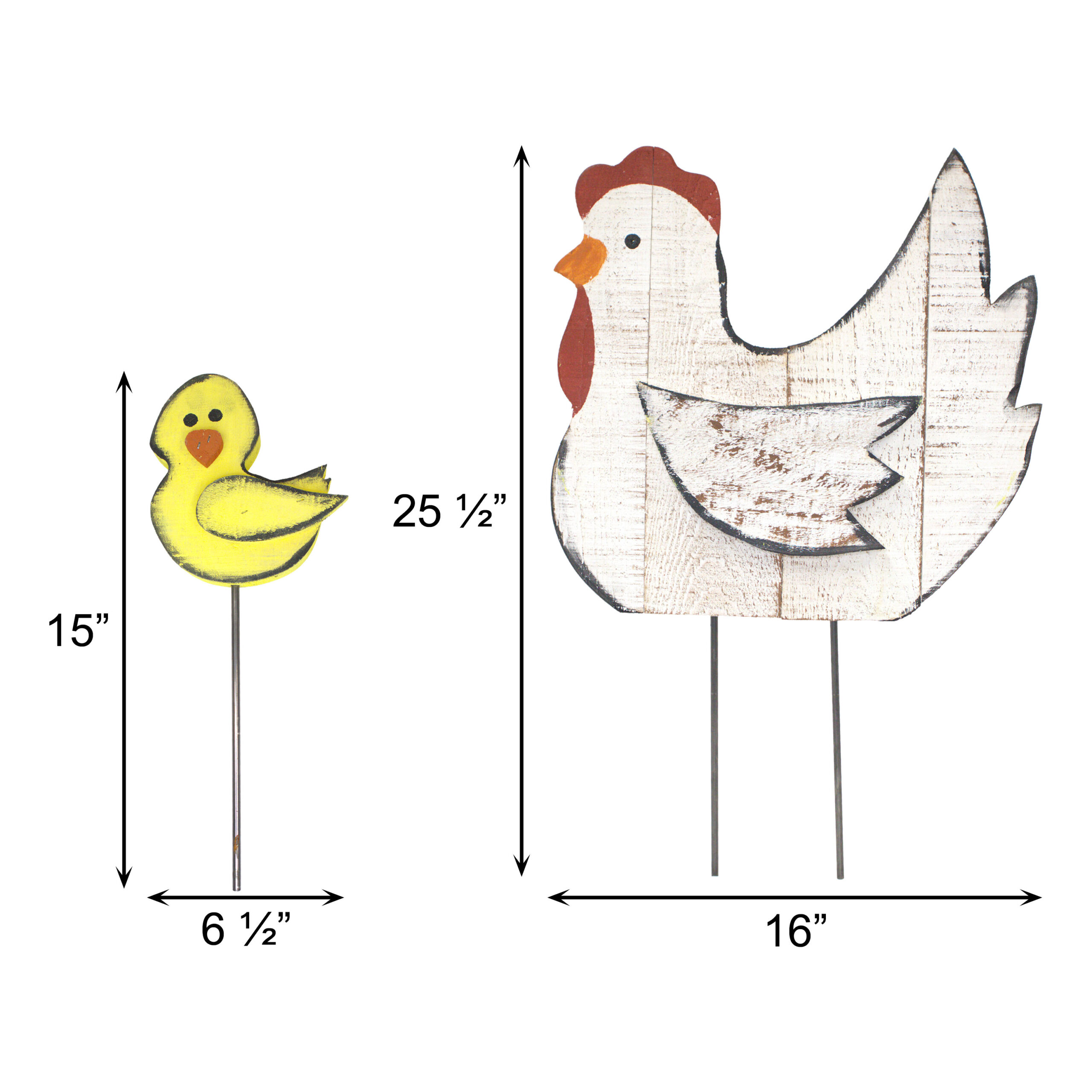 Mother Hen & 3 Baby Chicks On Metal Rods - Image 4