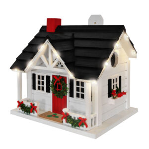 Caroler’s Cape Cottage Birdhouse W/LED Lights – White
